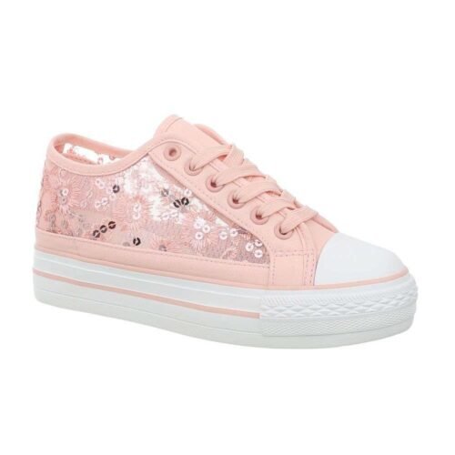 Dámske sneakers platforma macram crystal JS899SW pink