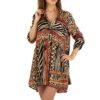 Dámska tunika šaty košeľové mini fashion 91023SW multi