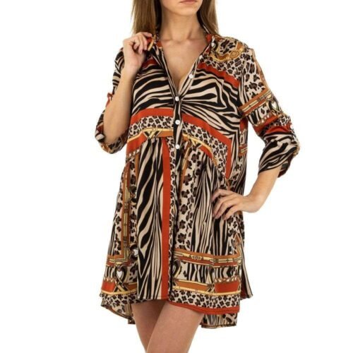 Dámska tunika šaty košeľové mini fashion 91023SW multi