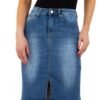 Dámska rifľová sukňa jeans midi po kolena 2572SW denim blue
