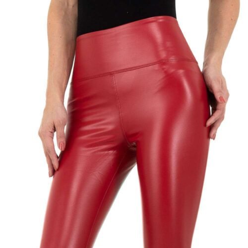 Dámske nohavice kožené koženka slim dp37SW red