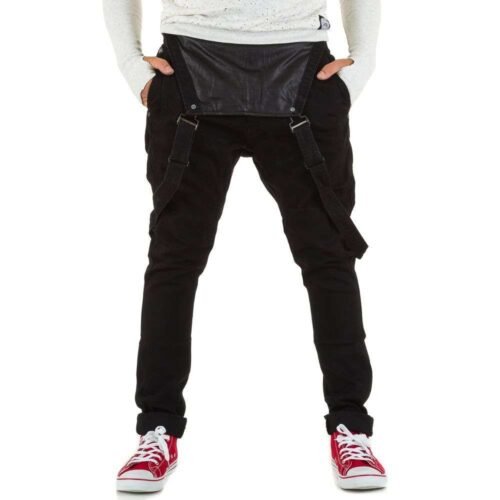 Pánske rifle Na traky Regular slim casual 1407SW180 cierne
