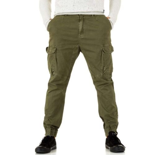 Pánske rifle nohavice casual sport kapsace R066SW zelena