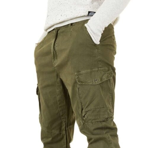 Pánske rifle nohavice casual sport kapsace R066SW zelena - Image 3