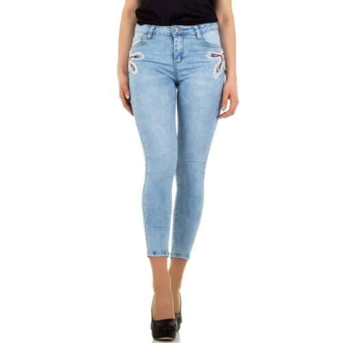 Dámske rifle slim fit basic pearls fashion J166 light blue