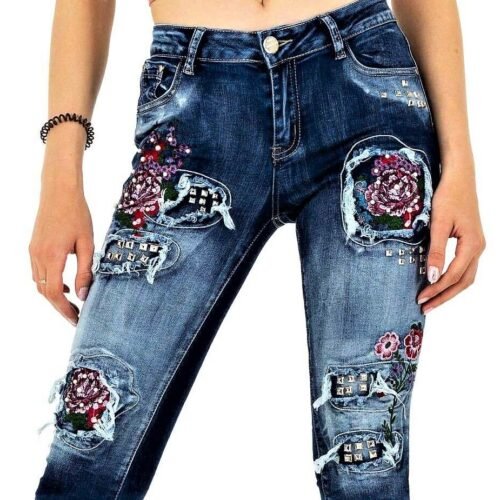 Dámske rifle skinny exklusive fashion 1913 denim blue