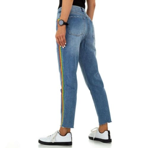Dámske rifle Boyfriend rovný strih prúžky 1130SW denim blue - Image 3