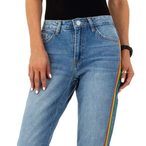Dámske rifle Boyfriend rovný strih prúžky 1130SW denim blue - Image 2