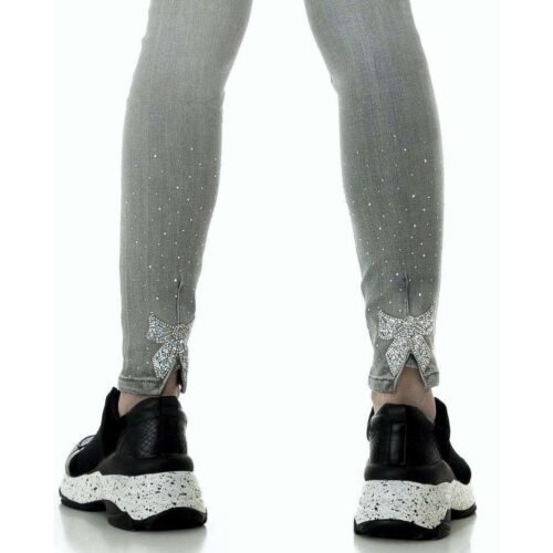 Dámske exkluzivne rifle bow fashion skinny 6966PF grey