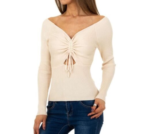 Dámsky úpletový pulover casual krátky x-48SW bodycon