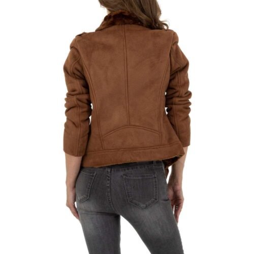 Dámska prechodna bunda velour kožušina 18046SW kratka brown - Image 3
