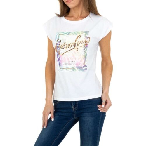 Dámske tričko s potlačou flared bodycon 1834SW white rose - Image 5