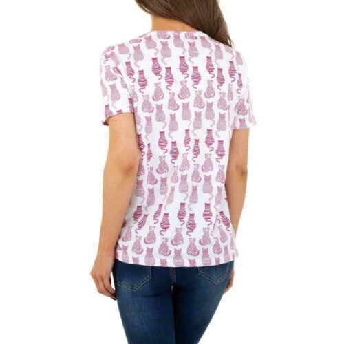 Dámske tričko potlač cats mačka 8836SW biela white pink - Image 2