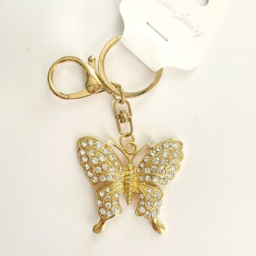 Prívesok na kľúče Motýľ Butterly gold crystal