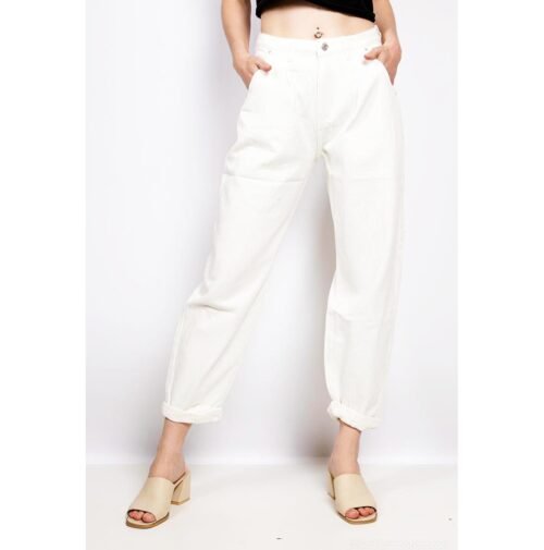 Dámske biele slouchy boyfriend rifle fashion 249 baggy jeans