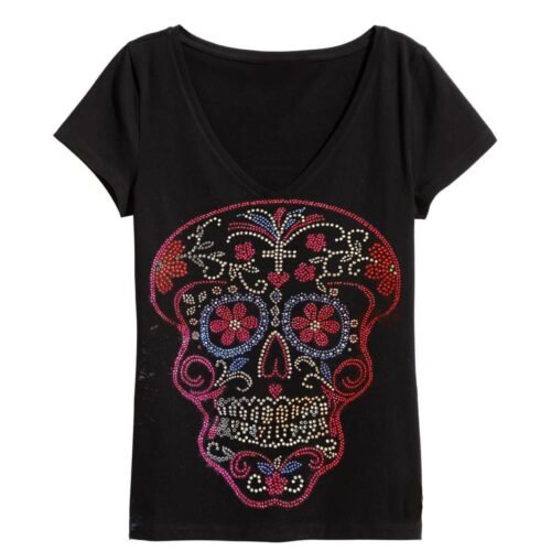 mB tričko dámske Skull Color crystal
