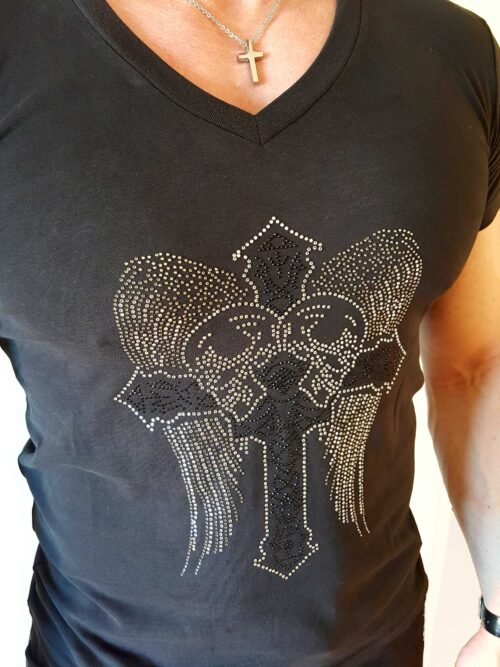 mB tričko dámske Cross Heart Wings crystal - Image 6