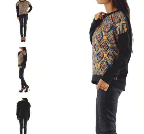 Dámska mikina tricko casual print 115818zeli black multicolor - Image 2