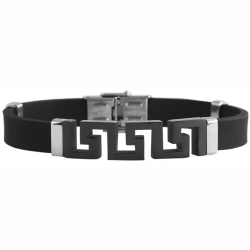 UNISEX kaučuk náramok John oceľ SG610 čierny
