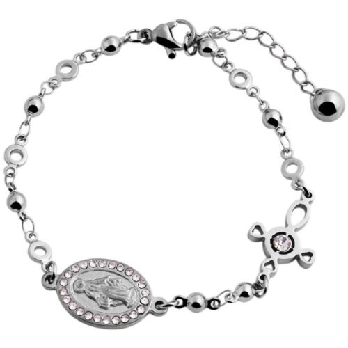 Náramok oceľ Saint Crystals silver SG400
