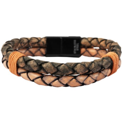 UNISEX pánsky kožený náramok oceľ 20cm 4 varianty SG800 - Image 4