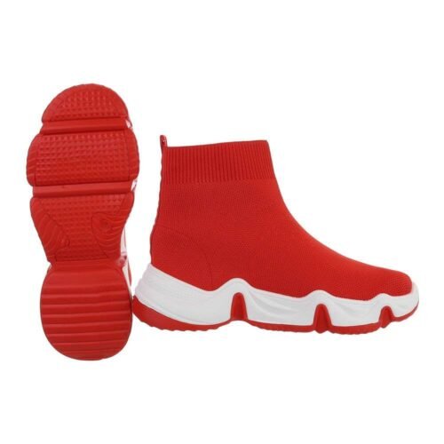 Dámske sneakers topánky hightop c77SW red black socks - Image 3