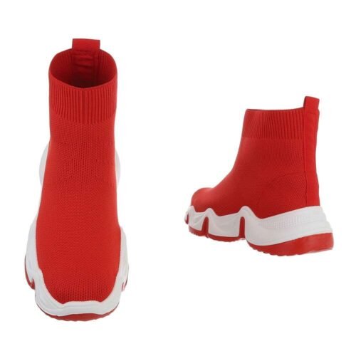 Dámske sneakers topánky hightop c77SW red black socks - Image 2