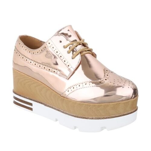 Dámske poltopánky platforma lakované FK6996 rosa gold