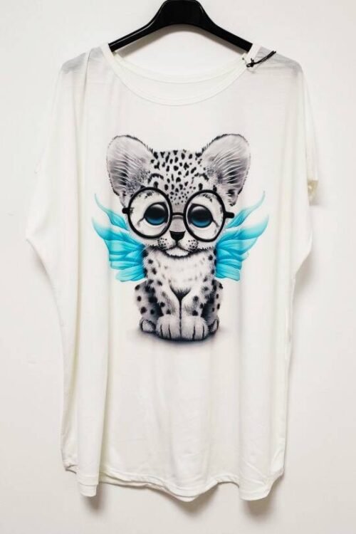 ITALY Dámske tričko s potlačou baggy oversize LINDA white animal - Image 2