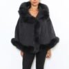 Dámske poncho FOX líška kabát kapucňa HM17-68P600 2 farby