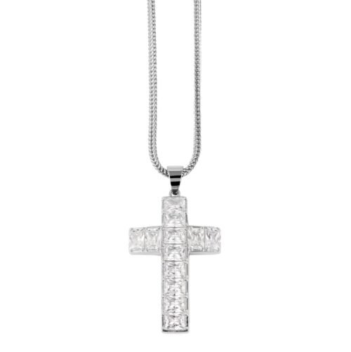 Prívesok s retiazkou oceľ Kríž full crystal SG170 - Image 4