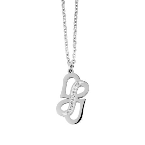 Prívesok s retiazkou dve srdiečka Infinity oceľ crystal SG500 strieborný