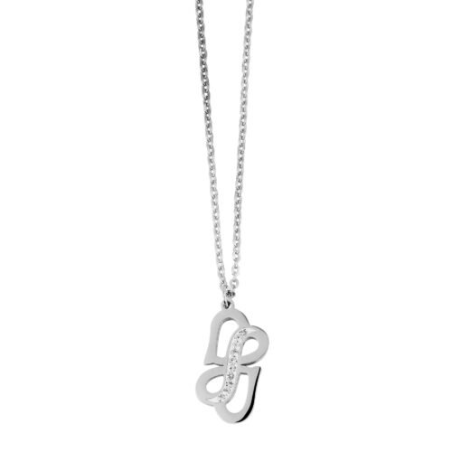 Prívesok s retiazkou dve srdiečka Infinity oceľ crystal SG500 strieborný - Image 3