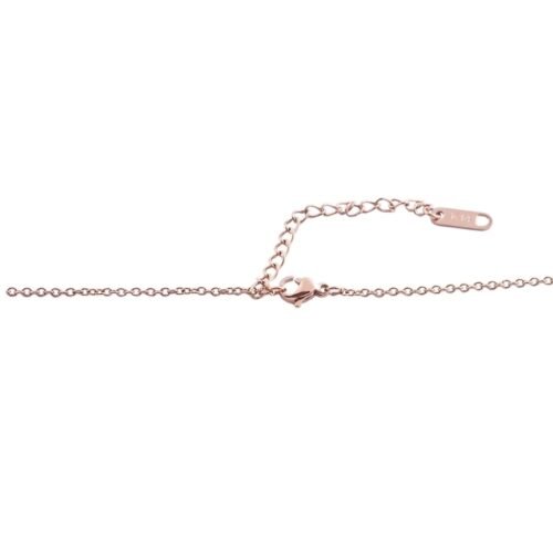 Prívesok s retiazkou oceľ keramika Oval crystal SG800 ružové zlato - Image 3
