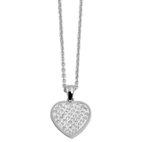 Prívesok oceľ Srdce Crystals silver s retiazkou SG401 - Image 2