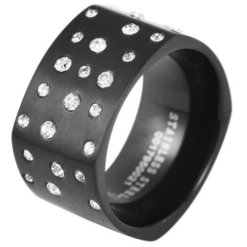 PRSTEŇ obruc čierny crystal oceľ 5060061SG800 black