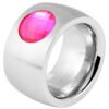 PRSTEŇ robustný pink crystal oceľ 5060214SG750 strieborny