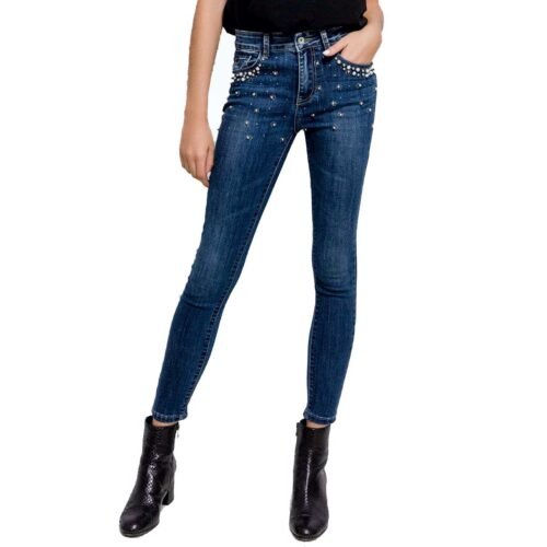 Dámske modne rifle fashion pearls skinny 6313SW darkblue