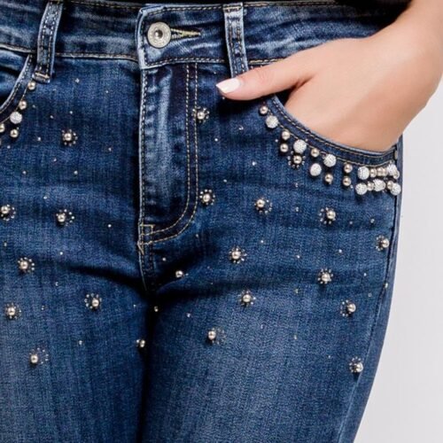 Alternative view of Dámske modne rifle fashion pearls skinny 6313SW darkblue