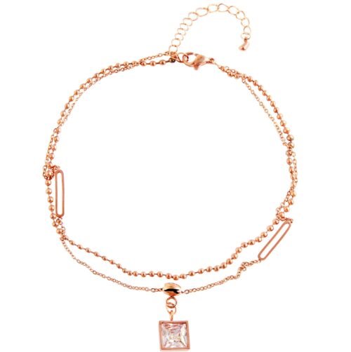 Retiazka na nohu Square crystal 5110010 elegant ocel