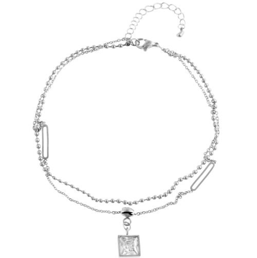 Retiazka na nohu Square crystal 5110010 elegant ocel - Image 3