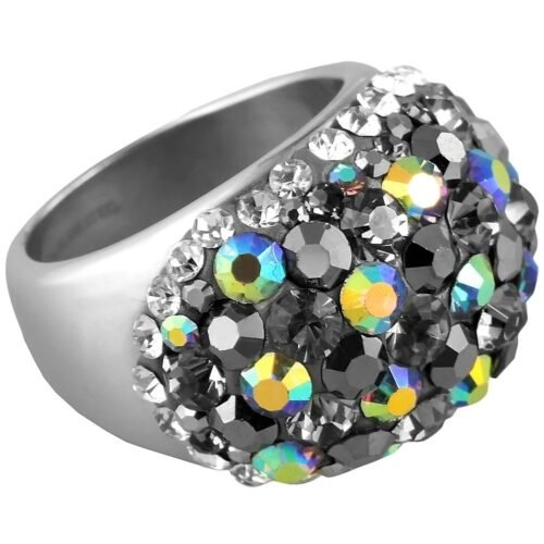 PRSTEŇ s krištáľmi chirurgická oceľ SG895 aurora borealis - Image 4