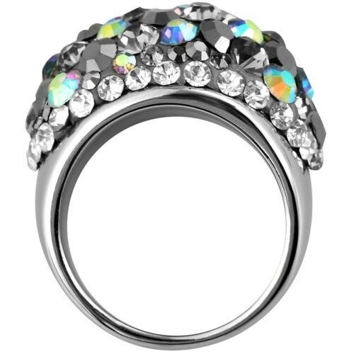 PRSTEŇ s krištáľmi chirurgická oceľ SG895 aurora borealis - Image 5