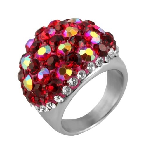 PRSTEŇ s krištáľmi chirurgická oceľ SG895 red