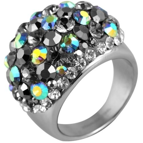 PRSTEŇ s krištáľmi chirurgická oceľ SG895 aurora borealis - Image 3