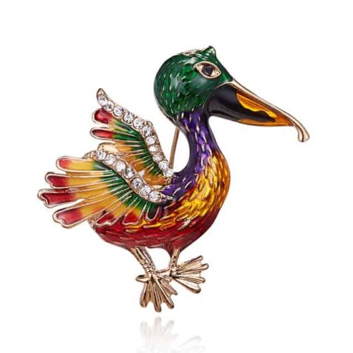 rinhoo Cute Colorful Enamel Pin Bird Brooch Fashion Animal Brooches Women and Kids Gift Rhinestone