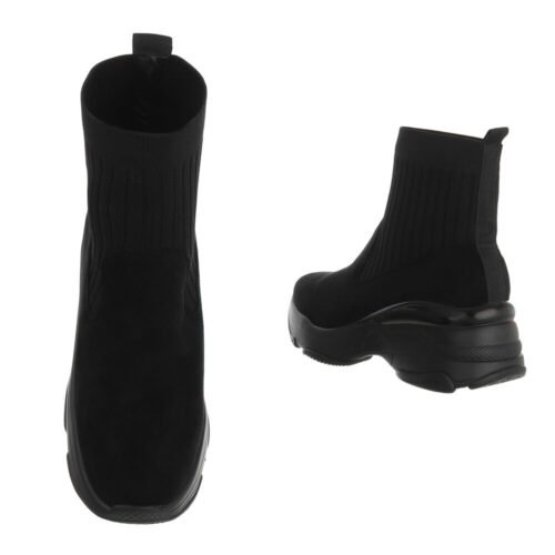 Dámske sneakers topánky hightop t17SW čierna black socks - Image 2