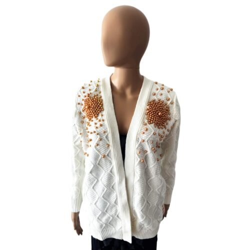 Dámsky sveter cardigan Pearls casual 159SW white