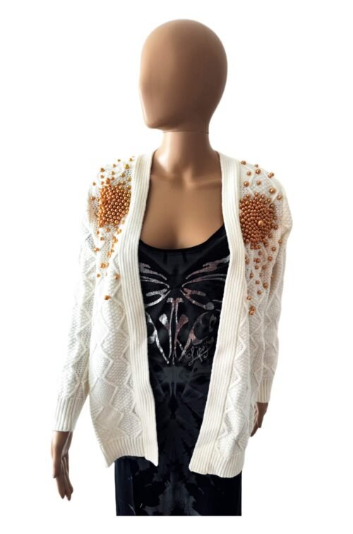 Dámsky sveter cardigan Pearls casual 159SW white - Image 2