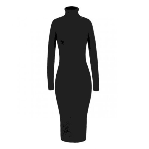 Dámske úpletové midi priliehave šaty 1485SW black rolák